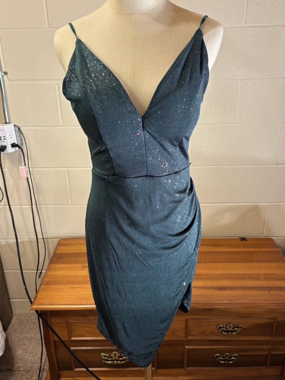 Sparkle V-Neck Spaghetti Strap Dress